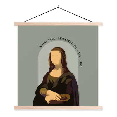 Produktbild von MuchoWow® Textilposter Pastell - Mona Lisa - Grün - Alte Meister 120x120 cm mit holzfarbenen Rahmen - Textil-Poster