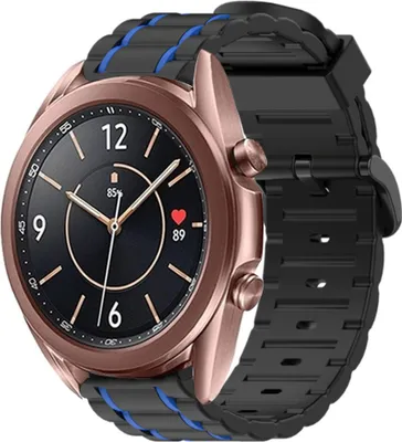 Produktbild von Strap-it Samsung Galaxy Watch 3 41mm Sport Schnallenarmband (Schwarz/Blau)