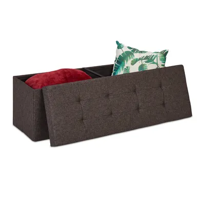 Produktbild von Relaxdays Sitzbank, mit Stauraum, faltbar, gepolstert, mit Trenngitter, 120 L, Flur, Schlafzimmer, Truhenbank, braun