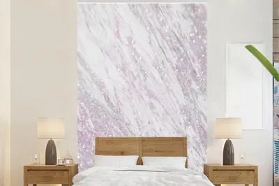 Produktbild von MuchoWow® Fototapete für Wohnzimmer oder Schlafzimmer Wandtapete Vinyl Motivtapete Marmor - Silber - Rosa - 225x350 cm - Schlafzimmer tapete