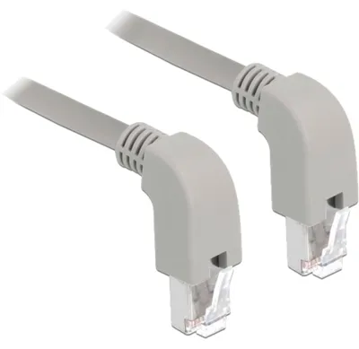Produktbild von Patchkabel RJ45 Cat.6a S/FTP (grau, 1 Meter, gewinkelte Stecker 2x unten)