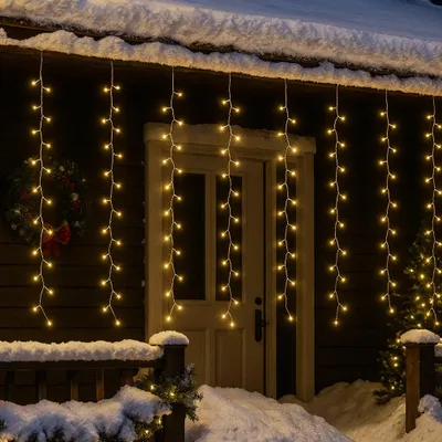 Zdjęcie produktu dla Wróżki LED 300 Wróżki LED z lodowym deszczem Kurtyna świetlna LED z drutu miedzianego 3m x 1m z 8 trybami, timerem i pamięcią