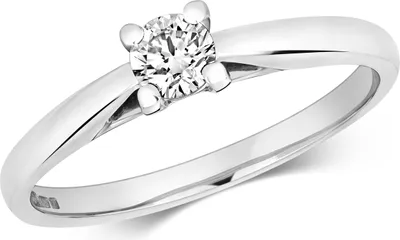 Produktbild von Funkelndes Feuer 18 Karat (750) Weißgold Solitär Verlobung Damen - Diamant Ring Brillant-Schliff 0.25 Karat GH - SI2, 49 (15.6); TRS3220618KWRSJ