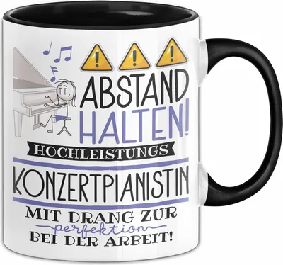 Produktbild von Konzertpianistin Tasse Geschenk Lustig Abstand Halten Hochleistungs-Konzertpianistin Mit Drang Zur Perfektion Bei Der Arbeit (Schwarz)