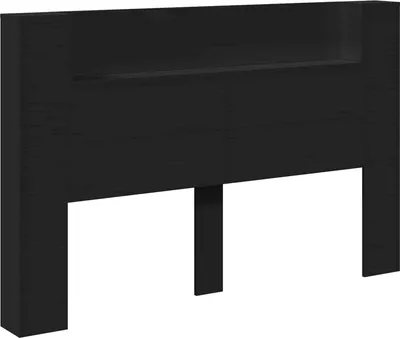 Produktbild von vidaXL Stauraum Kopfteil mit LED Schwarz Holzwerkstoff