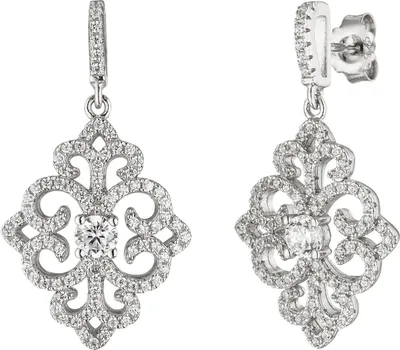 Produktbild von Ohrhänger Ornament mit 178 Zirkonia 925 Silber rhodiniert Ohrringe Hängerstecker