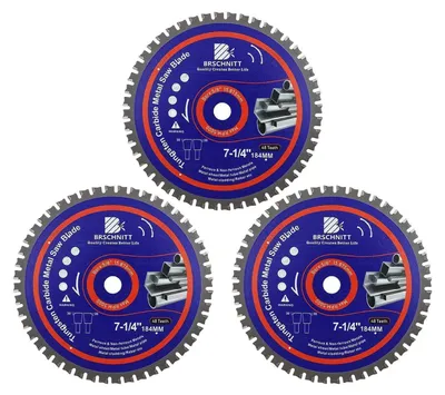 Image de Lame de scie circulaire pour métaux, 184 mm, 48 dents, carbure de tungstène (TCT), lot de 3, pour acier, aluminium, cuivre et acier de construction