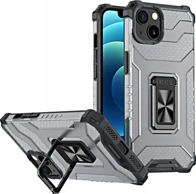 Produktbild von Crystal Ring Case gepanzerte Hybridhülle + Magnethalterung iPhone 12 mini schwarz