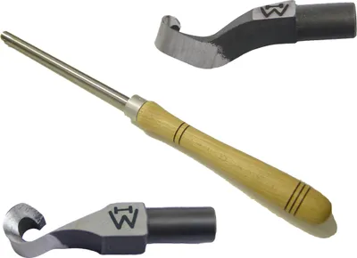 Produktbild von Universalhalter Ø 13mm mit Heft + Wiedemanns kl. gerader und gekröpfter Ausdrehhaken Drechsler drechseln woodturning woodturner (SET003)