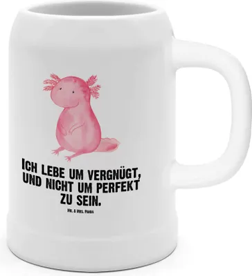 Produktbild von Mr. & Mrs. Panda Krug Axolotl Niedlich - Weiß - Geschenk, Tonkrug, Weisheit, Humpen, Steinkrug, Lebensweisheit, Seidel, Axolot, Bierhumpen, Molch, Freundin, Liebe