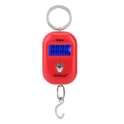 Zdjęcie produktu dla Przenośna mini waga elektroniczna 25 kg/5 g, cyfrowa waga kieszonkowa z brelokiem do kluczy i haczykiem do ważenia