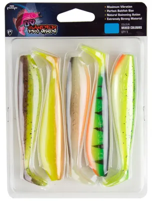 Produktbild von Fox Rage Zander Pro Shad Mixed UV Colour Pack - 5 Gummifische, Länge:12cm