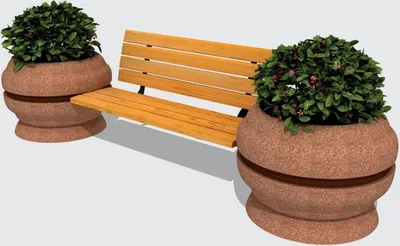 Obrázok produktu pre Casa Padrino parková lavička - mestská lavička s 2 kvetináčmi prírodné farby / čierna / hnedá 310 cm - Vonkajší a parkový nábytok