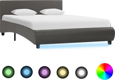 Image de Cadre de lit avec LED Gris Similicuir 120 x 200 cm