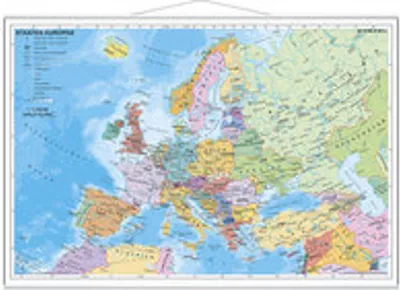 A map of Europe with country borders and names displayed in various colors.