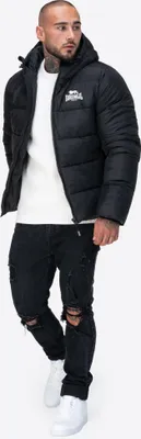 Immagine prodotto di Giacca invernale da uomo con cappuccio regular fit TROVER Nero/Bianco XXL Lonsdale