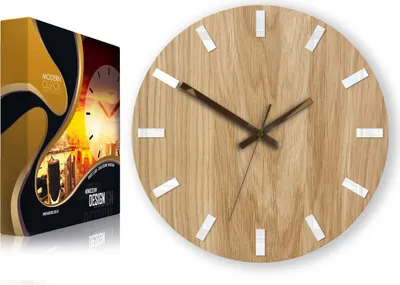 Produktbild von ModernClock, Eichenholz Uhr, wanduhr holz, wanduhr, Simple 33cm