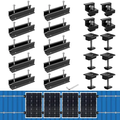 Solar-Montageset, Alu, 4 Paneele, 10 Schienen + Klemmen