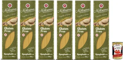 Produktbild von La Molisana, Spaghetti N.15 Senza Nudeln Glutine, Gluten -freie Pasta und Bronzezeichnung mit Vollreis, Mais und Quinoa, Kochzeit 10 Minuten, 6x 400 g + Italian Gourmet polpa 400g