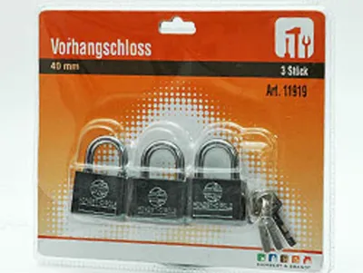 Produktbild von 3 Vorhangschlösser, 3 Schlüssel, 40mm, gleichschließend