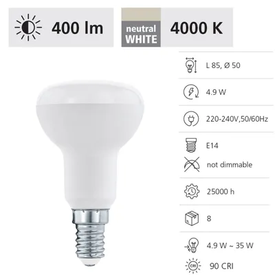Produktbild von EGLO 12271, 4,9 W, 42 W, E27, 500 lm, 20000 h, Warmweiß