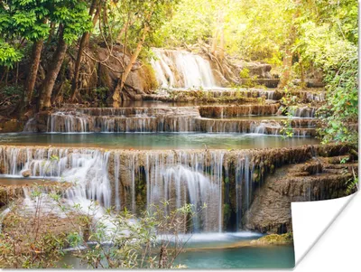 Produktbild von MuchoWow® Poster Sonne - Wasserfall - Landschaft 160x120 cm - Foto Plakat