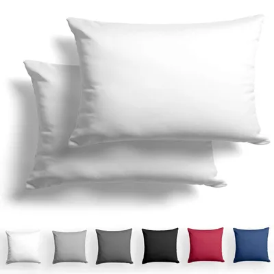 Produktbild von Set mit 2 Mako Satin-Kissenbezügen, 40 x 60 cm - 100% Baumwolle mit Reißverschluss, superweicher Kissenbezug,  Standard , weiß, nur Kissenbezug.