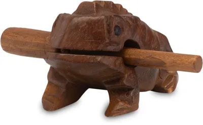 Produktbild von Frosch Klangfrosch Gr. 1 – 5 cm Klangtier aus Holz | Handgefertigtes Musik-/Percussion-Instrument