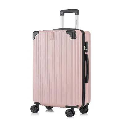 Produktbild von Koffer Trolley Reisekoffer Suitcase, Rollkoffer Handgepäck ,mit 4 Rollen360°, Hartschalenreisekoffer, Zahlenschloss, Weicher Gummigriff (XL, Roségold)