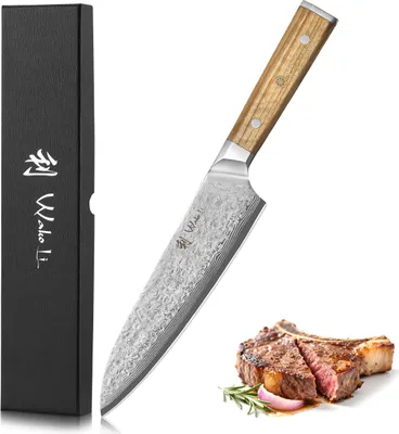 Produktbild von Wakoli Oribu I Chefmesser 20 cm extrem scharfe Klinge aus 67 Lagen I Profi Küchenmesser mit Griff aus Olivenholz