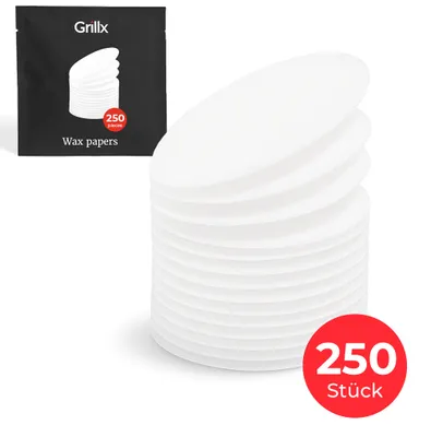 Obrázok produktu pre Grillx Voskový papier na hamburgery – 250 ks – Ø 11,3 cm – Papier odolný voči mastnote