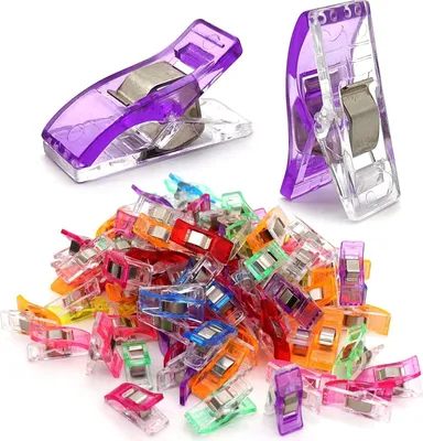 Produktbild von Stoff Clips, 70 Stücke Nähclips, 27 x 10 mm Nähclips, Nähzubehör, 8 Farben zum Nähen, Quiltclips, Häkeln