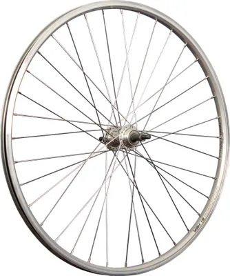 Produktbild von 26-Zoll-Hinterrad für Fahrräder, doppelwandig, mit Gewindesprocket, silberfarben