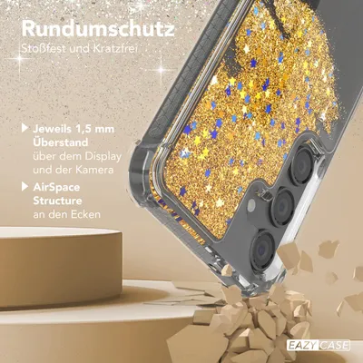 Produktbild von EAZY CASE - Glitzer Hülle kompatibel mit Samsung Galaxy S24 FE Glitzer Schutzhülle, Soft Case, Backcover Transparent mit Motiv