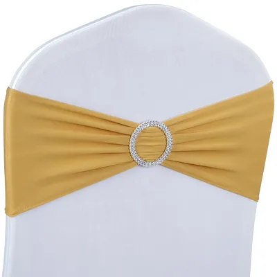 Elastische Stoelschleifen, 50 Stück, Gold, Stretch, für Hochzeit