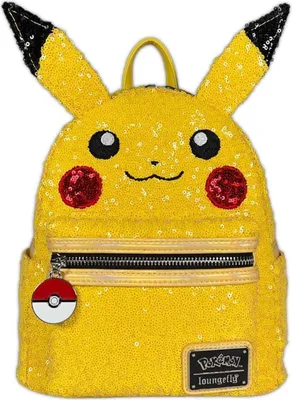 A yellow Pikachu backpack covered in sequins.