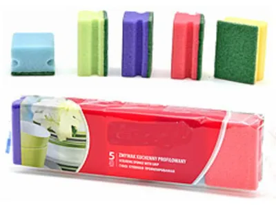 Obrázok produktu pre Hubka na hrnce 5 kusov s prúžkom na rukoväti, farebná
