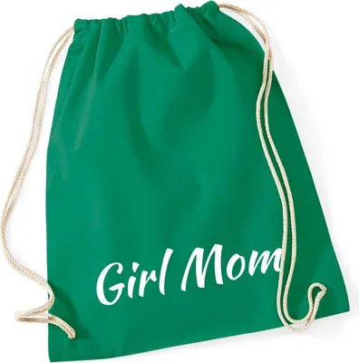 Produktbild von Huuraa Turnbeutel Girl Mom Schriftzug 12 Liter Kelly Green Baumwolle Rucksack Geschenkidee