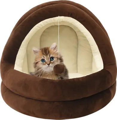 Produktbild von PUEAZU Katzenbett 50x50x45 cm Braun und Creme - Katzenhöhlen &11377