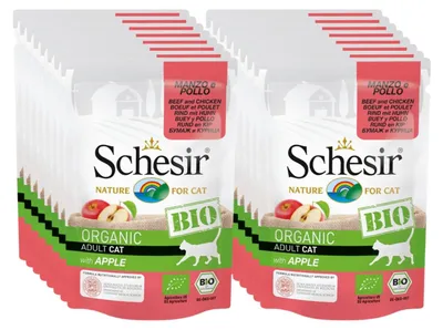 Productafbeelding van Schesir , volwaardig natvoer voor katten, paté van rundvlees en kip met appel