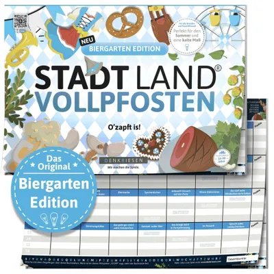 Image de DENKRIESEN - STADT LAND VOLLPFOSTEN® - Édition Biergarten - \O'zapft is!\" | Bloc de jeu A4"