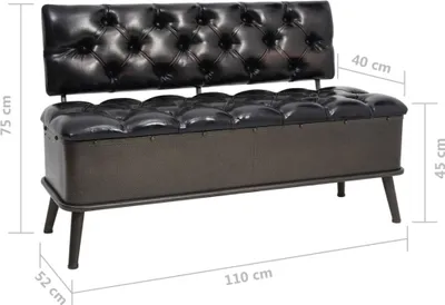 Immagine prodotto di vidaXL Panca con contenitore e schienale 110 cm Nero Pelle finta