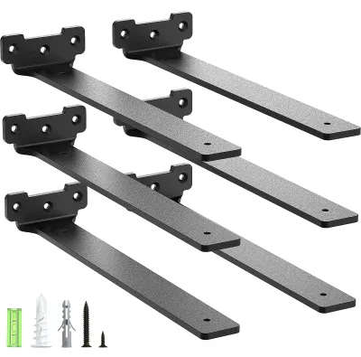 Productafbeelding van 6 stuks plankhouders 30 cm, metalen plankdragers met schroeven, 70 kg draagkracht, zwart