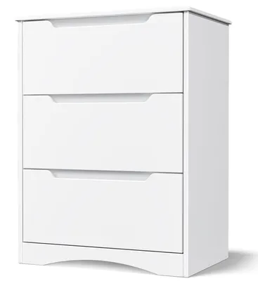 Image de Commode 3 tiroirs, blanche, 82 x 60 x 40 cm