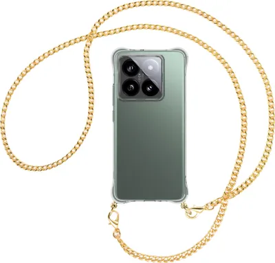 Produktbild von Handykette Backcover-Schutzhülle mit Band (Metall goldfarben) für Xiaomi 14T Pro 5G - goldfarbene Kette