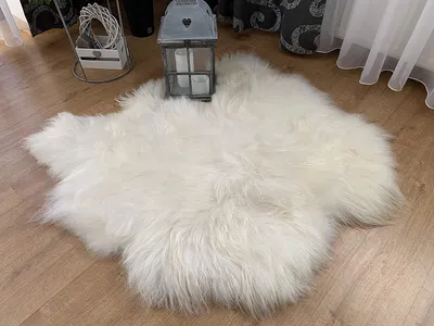 Produktbild von Sheepmania Island Doppel Lammfell Echt Ungeschoren - Dichtes Langhaar Schaffell Echt bis 10 cm - Teppich Decke Kamin Lammfelldecke Kinderwagen - Weiß