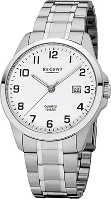 Produktbild von Regent Edelstahl Herren Uhr F-1009 Quarzuhr Armband silber D2URF1009