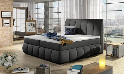 Produktbild von NABBI Gepolstert Doppelbett mit Stauraum Varesa 140 - grau (Inari 91)