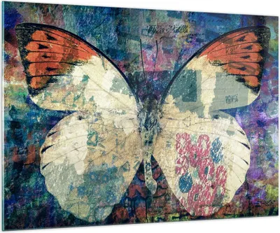 Produktbild von Bilder auf glas - Schmetterling Abstraktion - 100x70cm - Glasbilder - Wandbilder - Kunstdruck - zum Aufhängen bereit - Wanddekoration aus Glas - Glas Bilder - Wandbild auf Glas - GAA100x70-3990