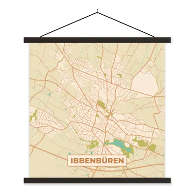 Produktbild von MuchoWow® Textilposter Ibbenbüren - Vintage - Karte - Stadtplan 40x40 cm mit schwarzem Rahmen - Fotos